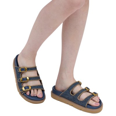 THE DENIM SUEDE KIKI SLIDE